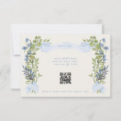 blue greenery crest website QR CODE wedding RSVP Kaart (Achterkant)
