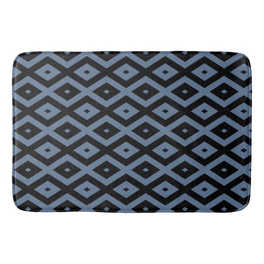 Blue grey and black diamond pattern badmat (Voorkant)