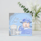 Blue Grey Baby Boy Sip Et Voir Les Invitations (Debout devant)