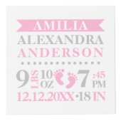 Blue Grey Birth Stats BABY Girl Keepomwille PHOTO Kubus (Voorkant)