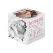 Blue Grey Birth Stats BABY Girl Keepomwille PHOTO Kubus (Achter hoekig)