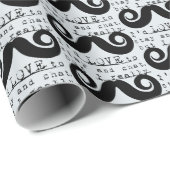 Blue Grey Black Funny Humor I Mustache Cadeaupapier (Rol Hoek)