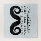 Blue Grey Black Funny Humor I Mustache Legpuzzel (Horizontaal)