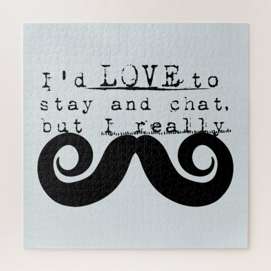 Blue Grey Black Funny Humor I Mustache Legpuzzel (Verticaal)