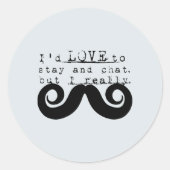 Blue Grey Black Funny Humor I Mustache Ronde Sticker (Voorkant)