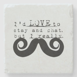 Blue Grey Black Funny Humor I Mustache Stenen Onderzetter