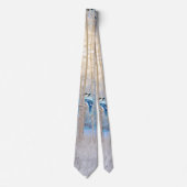 Blue Grey Blue Jay Bird Forest Trees Art Stropdas (Voorkant)