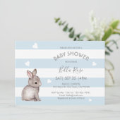 Blue Grey Bunny Baby Shower-uitnodigingen Kaart (Staand voorkant)