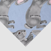 Blue Grey Bunny Rabbit Animal Pattern Baby shower Tissuepapier (Detail)