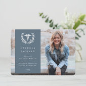 Blue-Grey Caduceus Medical School Afstuderen Foto Aankondiging (Staand voorkant)