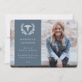 Blue-Grey Caduceus Medical School Afstuderen Foto Aankondiging (Voorkant)