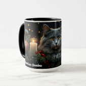 Blue-Grey Cat Lovers Kerstcadeau Mokken (Voorkant links)
