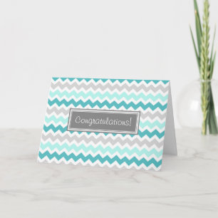Blue Grey Chevron Felicitaties Nieuwe Baby Boy Kaart