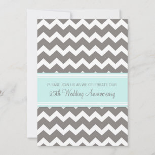 Blue Grey Chevron Invitation du 25e anniversaire