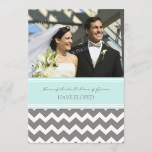 Blue Grey Chevron Photo Elopement Faire-part