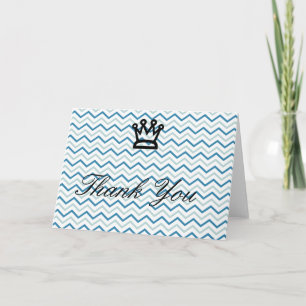 Blue Grey Chevrons met Crown-kaart Bedankkaart