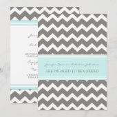 Blue Grey Chevrons Verloving koninklijke kaarten (Voorkant / Achterkant)