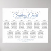 Blue Grey Chic 11 Table Wedding Seating Chart Poster (Voorkant)