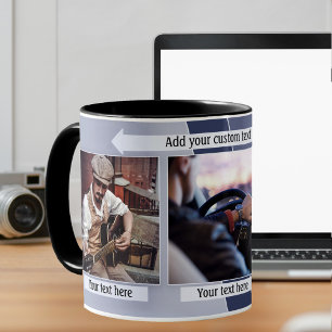 Blue Grey Conception géométrique Photo Mug