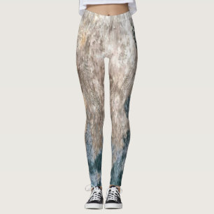 Blue Grey Decorative Abstract Artwork Leggings