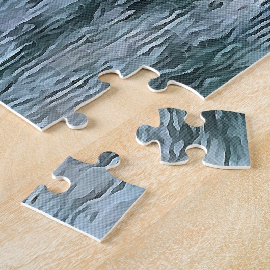 Blue Grey Decorative Abstract Artwork Legpuzzel (Zijkant)