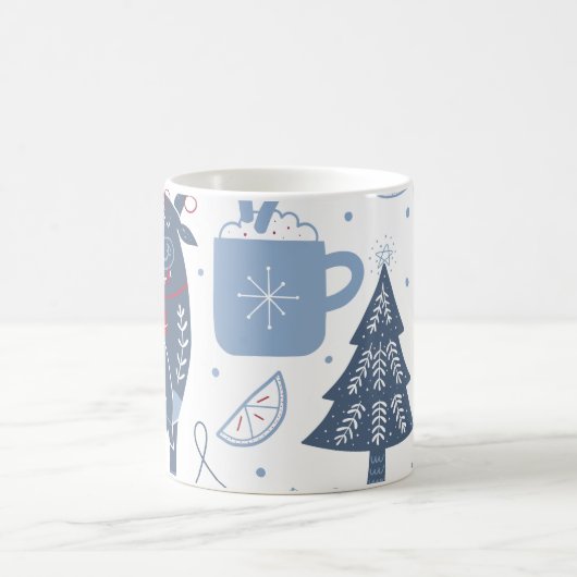 Blue Grey éléments de Noël Motif Mug (Centre)