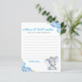 Blue Grey Elephant Douche Nouveaux Parents Cartes (Debout devant)