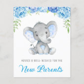 Blue Grey Elephant Douche Nouveaux Parents Cartes (Dos)