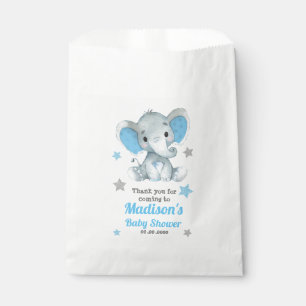 Blue Grey Elephant Favor Bag, past jouw tekst aan Bedankzakje
