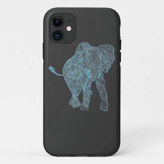 Blue/Grey Elephant iPhone 5 Hoesje (Achterkant)