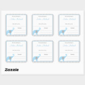 Blue & Grey Elephant Pinstripe Boek Bord Vierkante Sticker (Vel)
