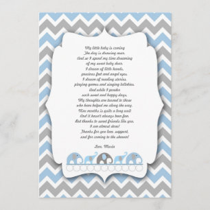 Blue Grey Elephants Baby shower bedankt je notitie