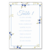 Blue & Grey Floral Wedding Seating Chart Card Kaart (Voorkant)