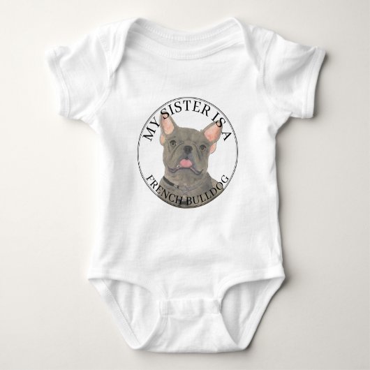 Blue Grey French Bulldog Big Sister Romper (Voorkant)
