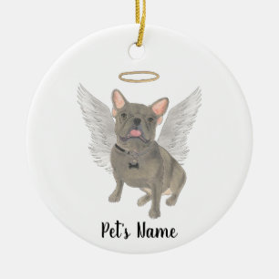 Blue Grey Frenchie Sympathie Memorial Keramisch Ornament