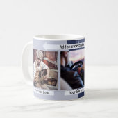 Blue Grey Geometric Design Foto Mok (Voorkant links)