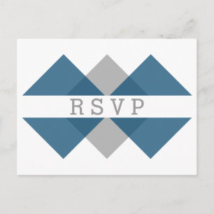 Blue Grey Geometric Triad RSVP Briefkaart
