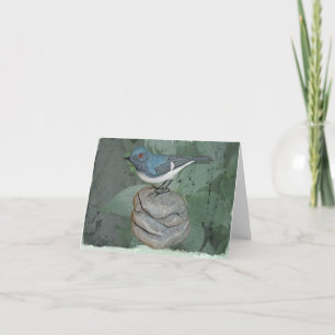 Blue-Grey Gnatcatcher Woodcarving Note Kaart