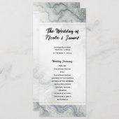 Blue Grey Gold Beach Waterverf huwelijksprogramma Programma (Voorkant / Achterkant)