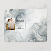 Blue Grey & Gold Beachy Waterverf Beach Datum opsl Aankondigingskaart (Achterkant)