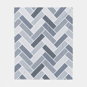 Blue Grey Herringbone Pattern Tegel Fleece Deken