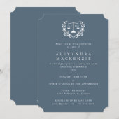 Blue-Grey JD Law Scales Laurel Wreated Afstuderen  Kaart (Voorkant / Achterkant)