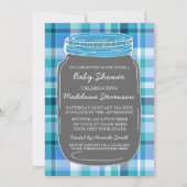 Blue Grey Mason Jar Custom Baby Shower-uitnodiging Kaart (Achterkant)