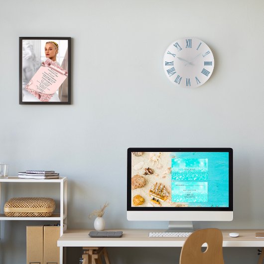 Blue Grey Metallic Silver Roman Numbers Grote Klok