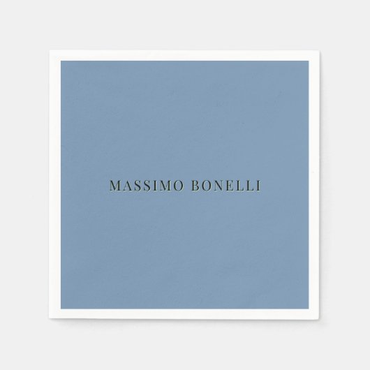 Blue Grey Minimalist Plain Legible Modern Servet (Voorkant)