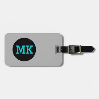 Blue Grey Monogram Bagagelabel