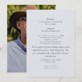 Blue Grey Photo Celebration of Life Kaart (Voorkant / Achterkant)