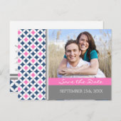 Blue Grey Photo Enregistrer la date Cartes postale (Devant / Derrière)