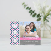 Blue Grey Photo Enregistrer la date Cartes postale (Debout devant)