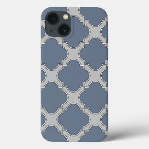 Blue-Grey quatrefoil Hoesje-Mate iPhone case